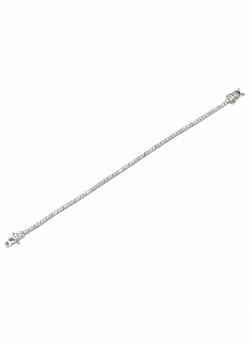 Gümüş 1,5 mm Suyolu Beyaz Taşlı Bileklik