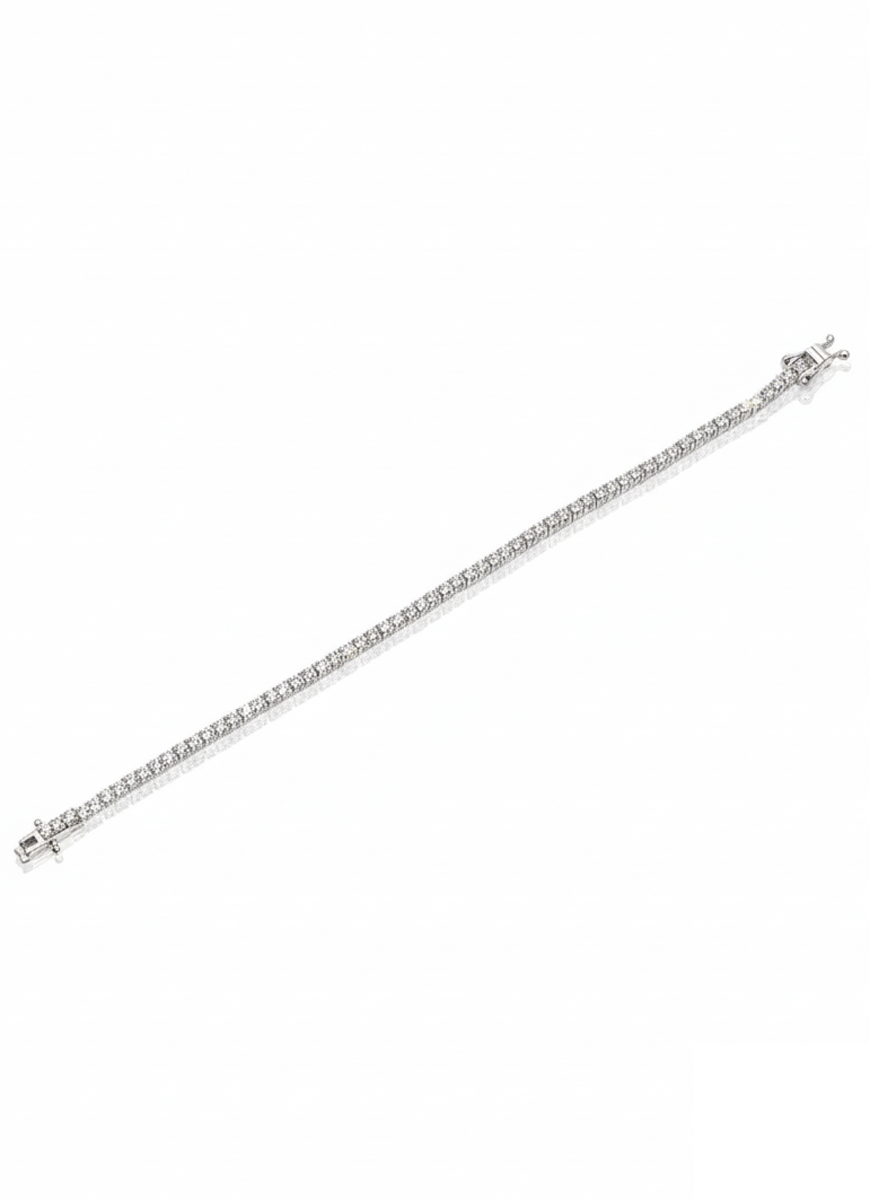 Gümüş 2 mm Suyolu Beyaz Taşlı Bileklik
