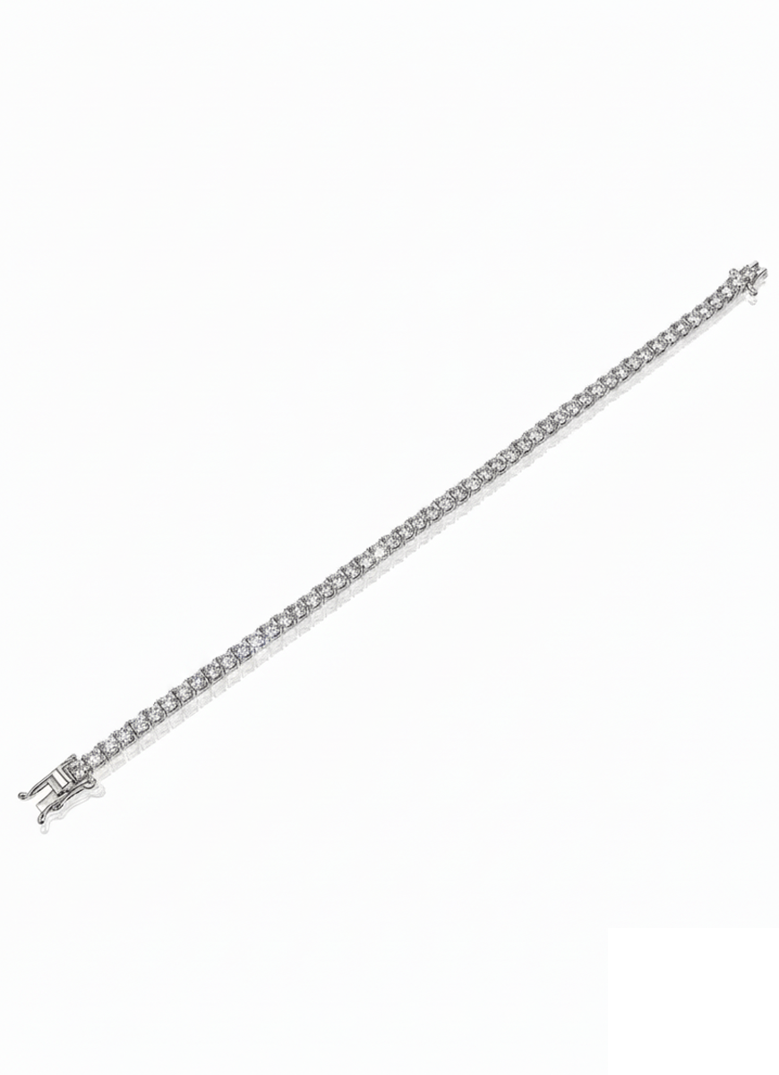 Gümüş 3 mm Suyolu Beyaz Taşlı Bileklik