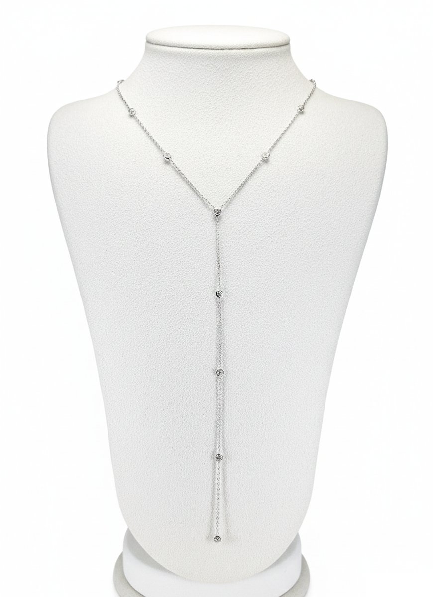 Gümüş Lariat Stil Sallantılı Gerdanlık