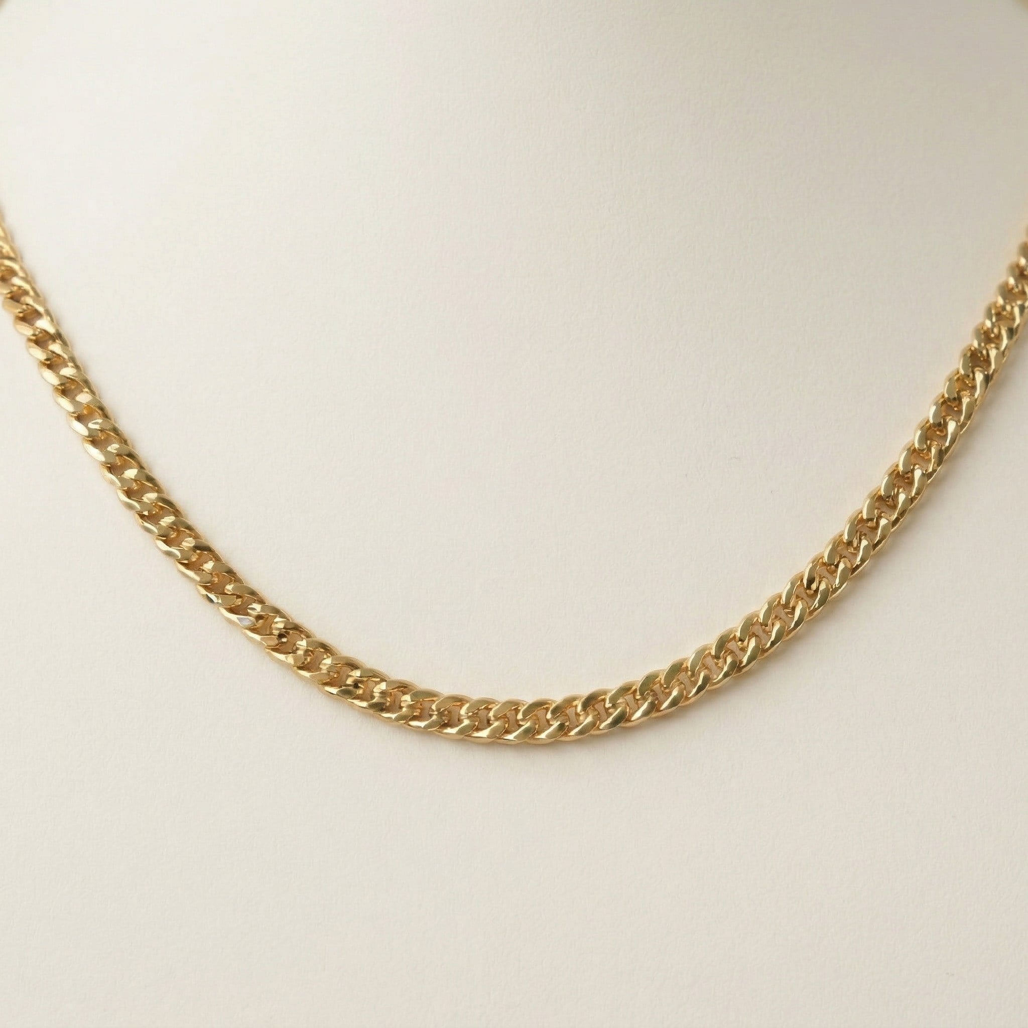 Balıksırtı Kalın Kolye - 14k Altın Rengi Kaplama, 50 cm