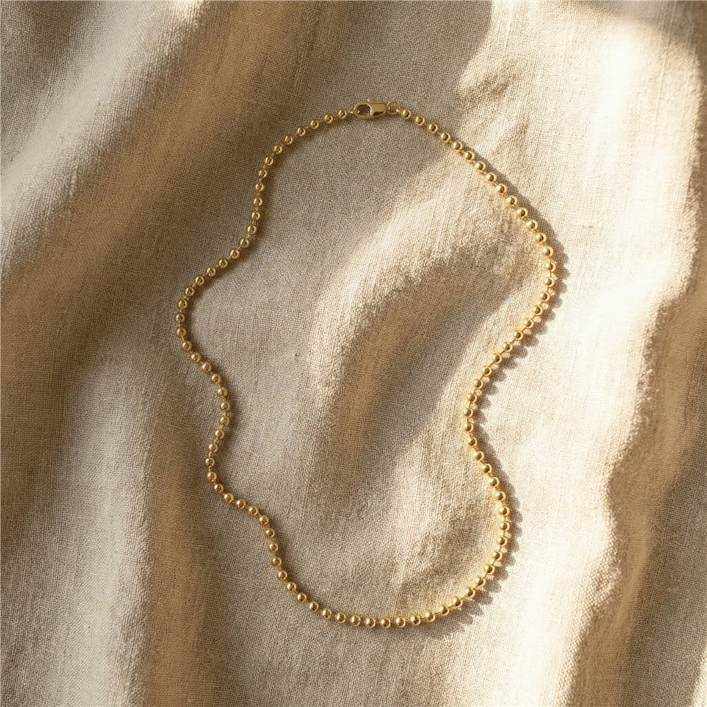 Dorikalı Zincir Çelik Kolye - 14k Altın Rengi Kaplama, 45 cm / 3 mm