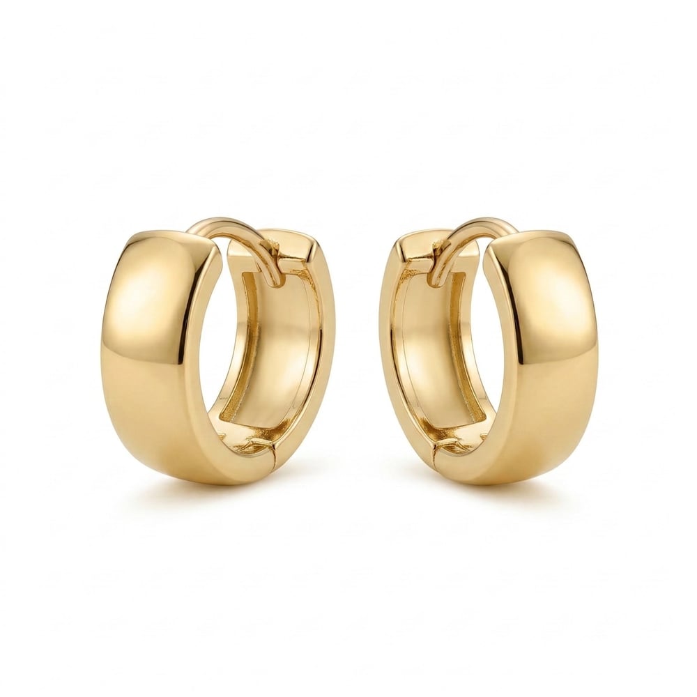 Kalın Küçük Halka Çelik Küpe - 14k Altın Rengi Kaplama, 1,3 cm