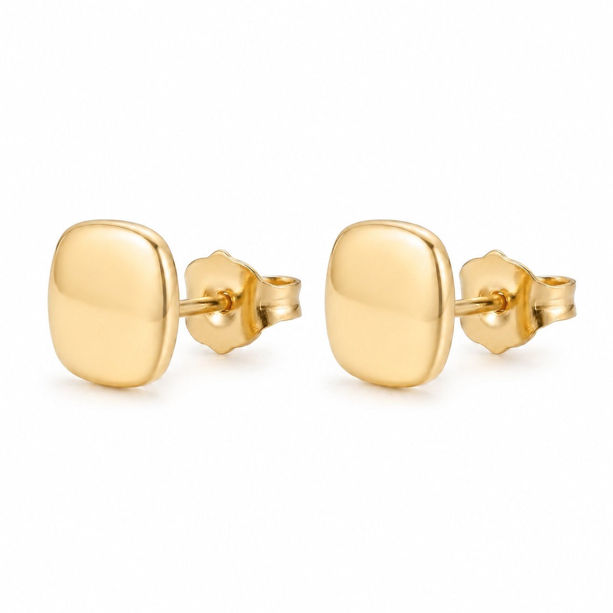 Kare Sade Küpe - 14K Altın Kaplama - 1 cm