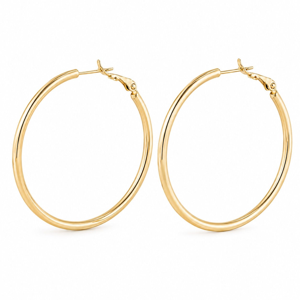 Klasik Halka Küpe - 14K Altın Kaplama - 4 cm çap