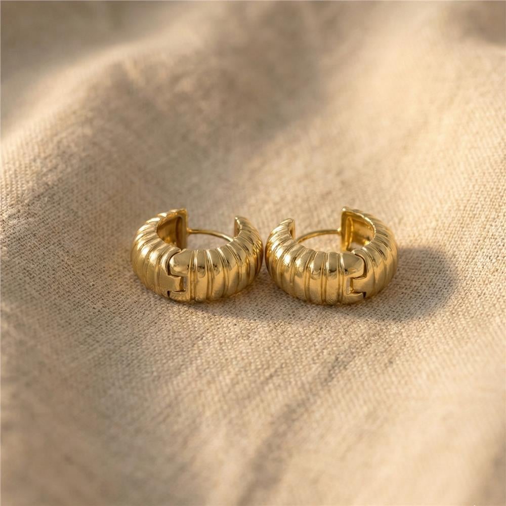 Kordon Halka Küpe - 14K Altın Rengi Kaplama, 2 cm