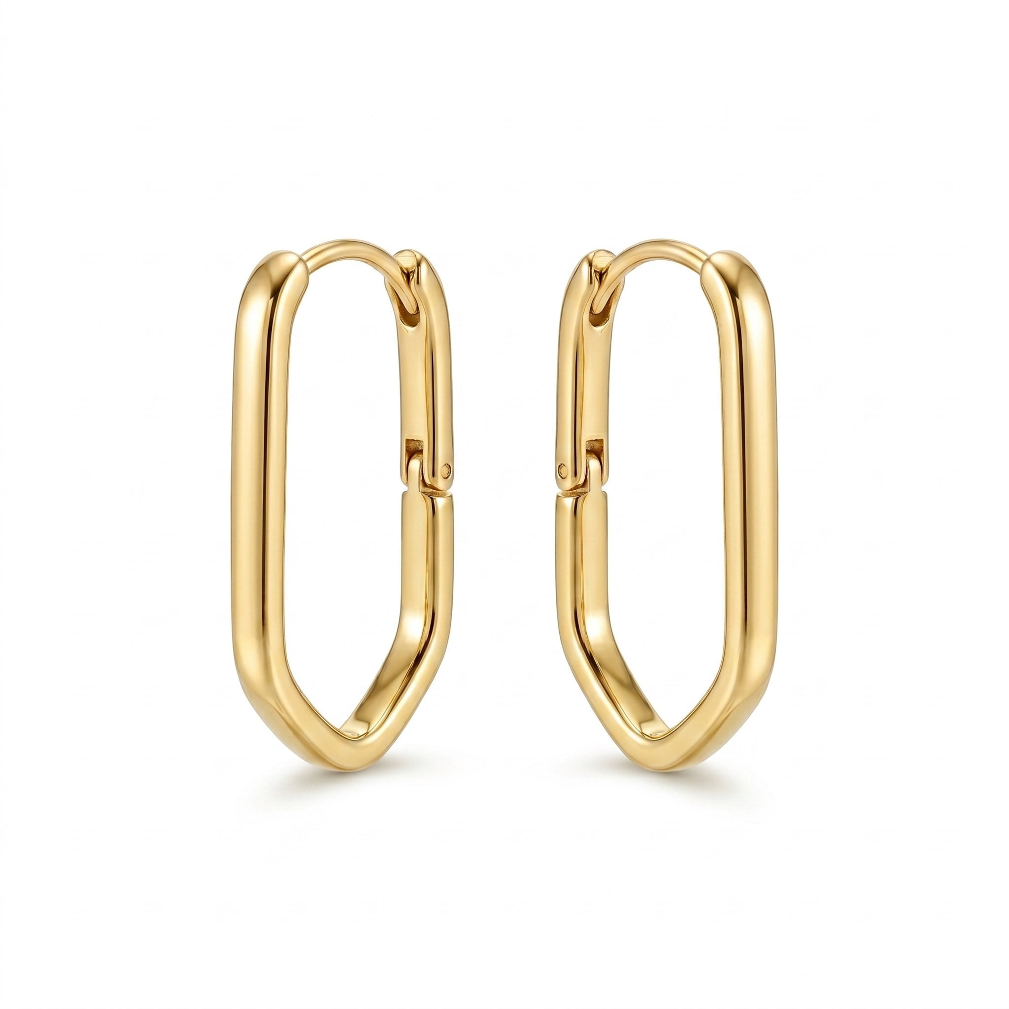 Köşeli Küpe - 14K Altın Kaplama - 24 mm