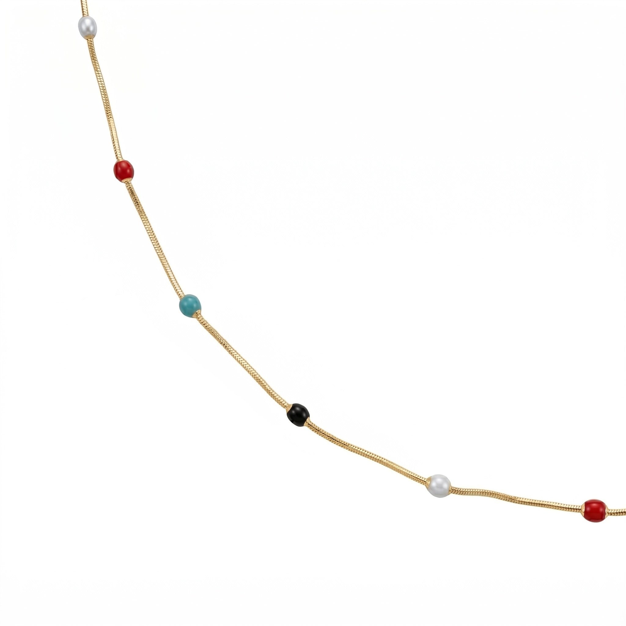 Renkli Dorika Kolye  - Altın Rengi Kaplama - 50 cm