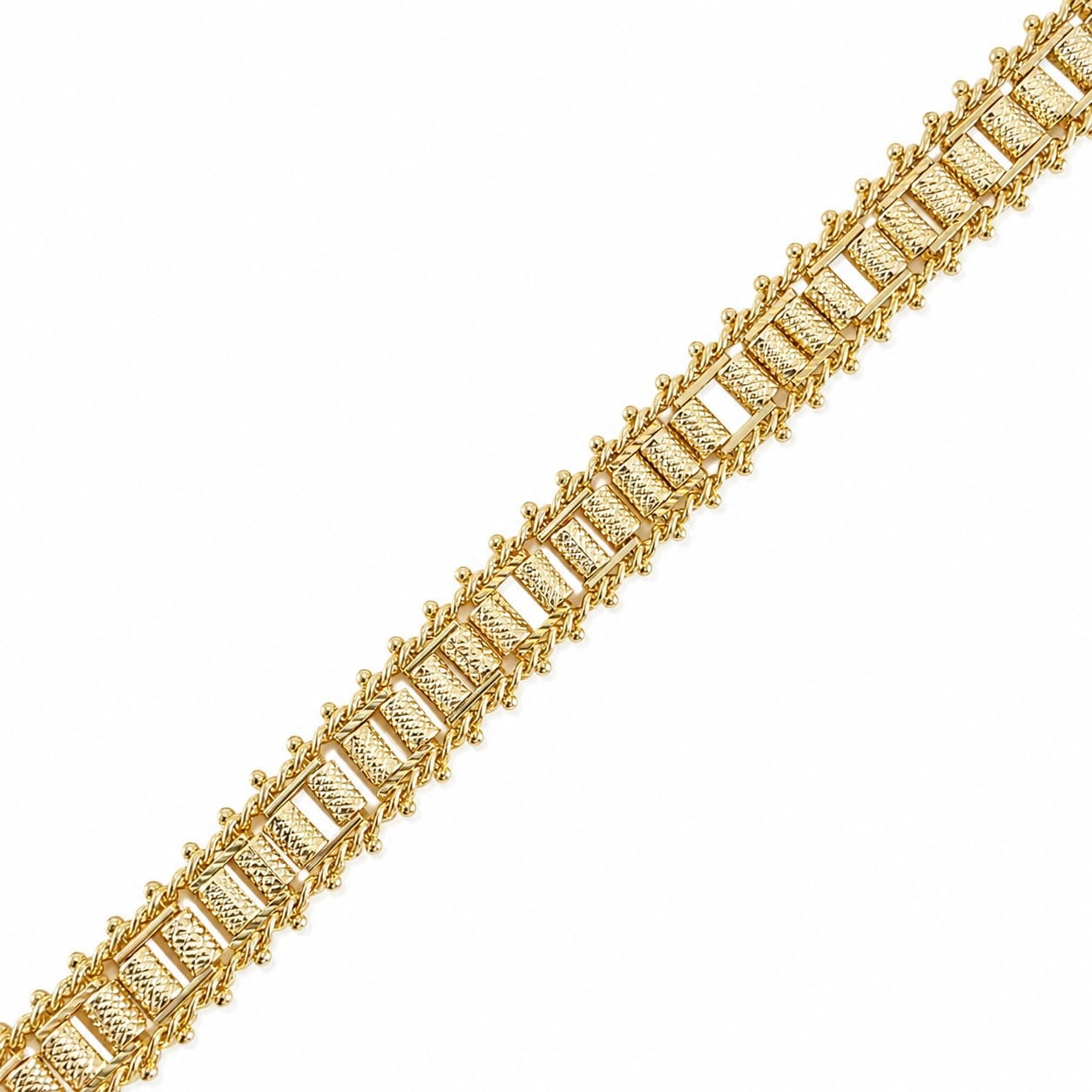 Silindir Örme Hasır Bileklik - 14K Altın Kaplama - 17 cm