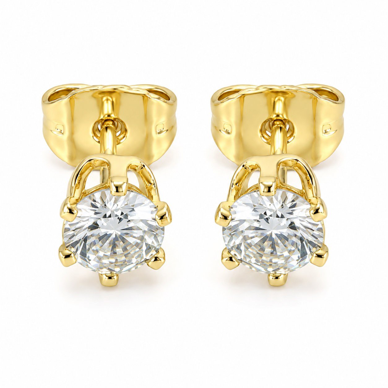 Tektaş Zirkon Küpe - 14K Altın Kaplama - 6 mm