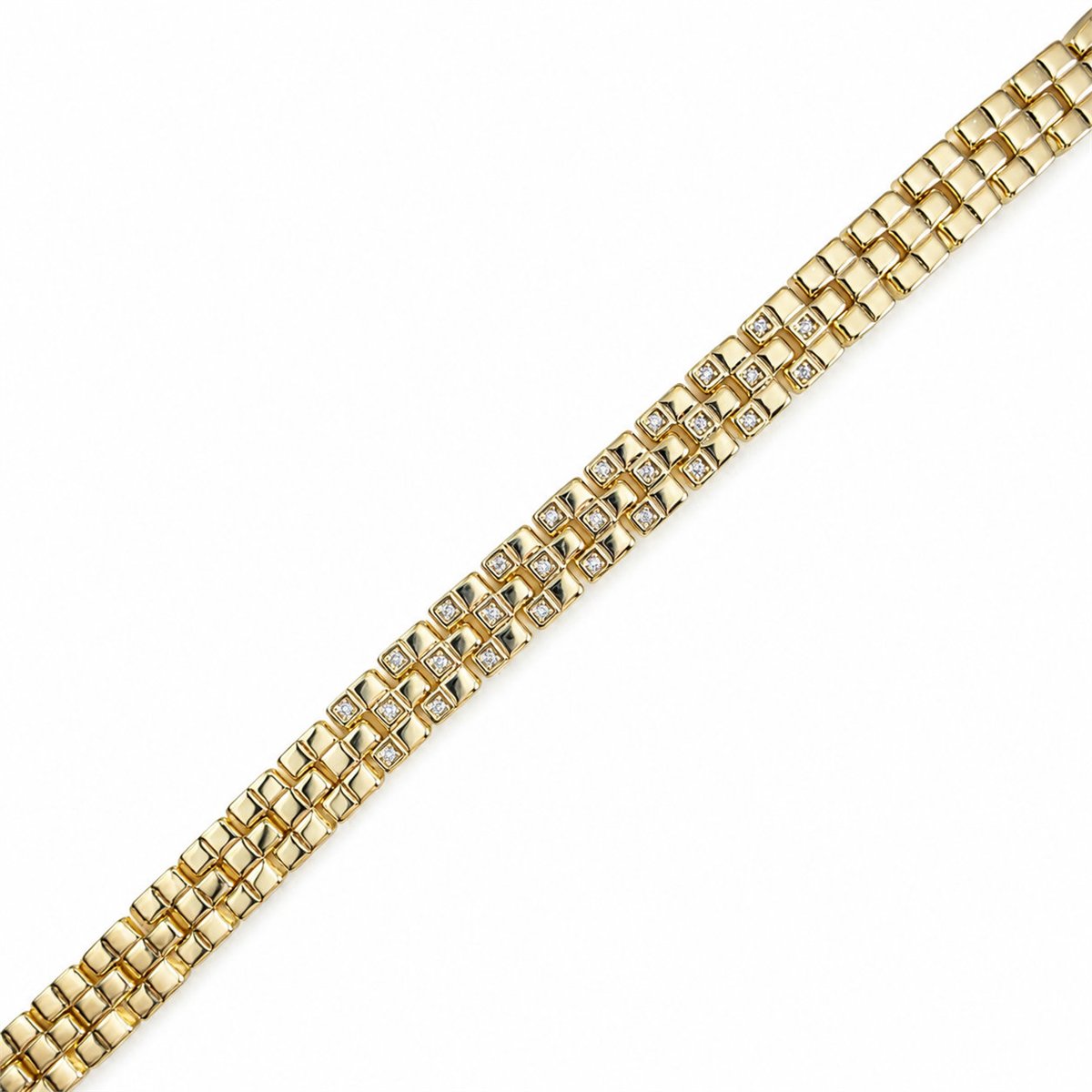Zirkon Taşlı İtalyan Bileklik - 14k Altın Kaplama - 17+1 cm