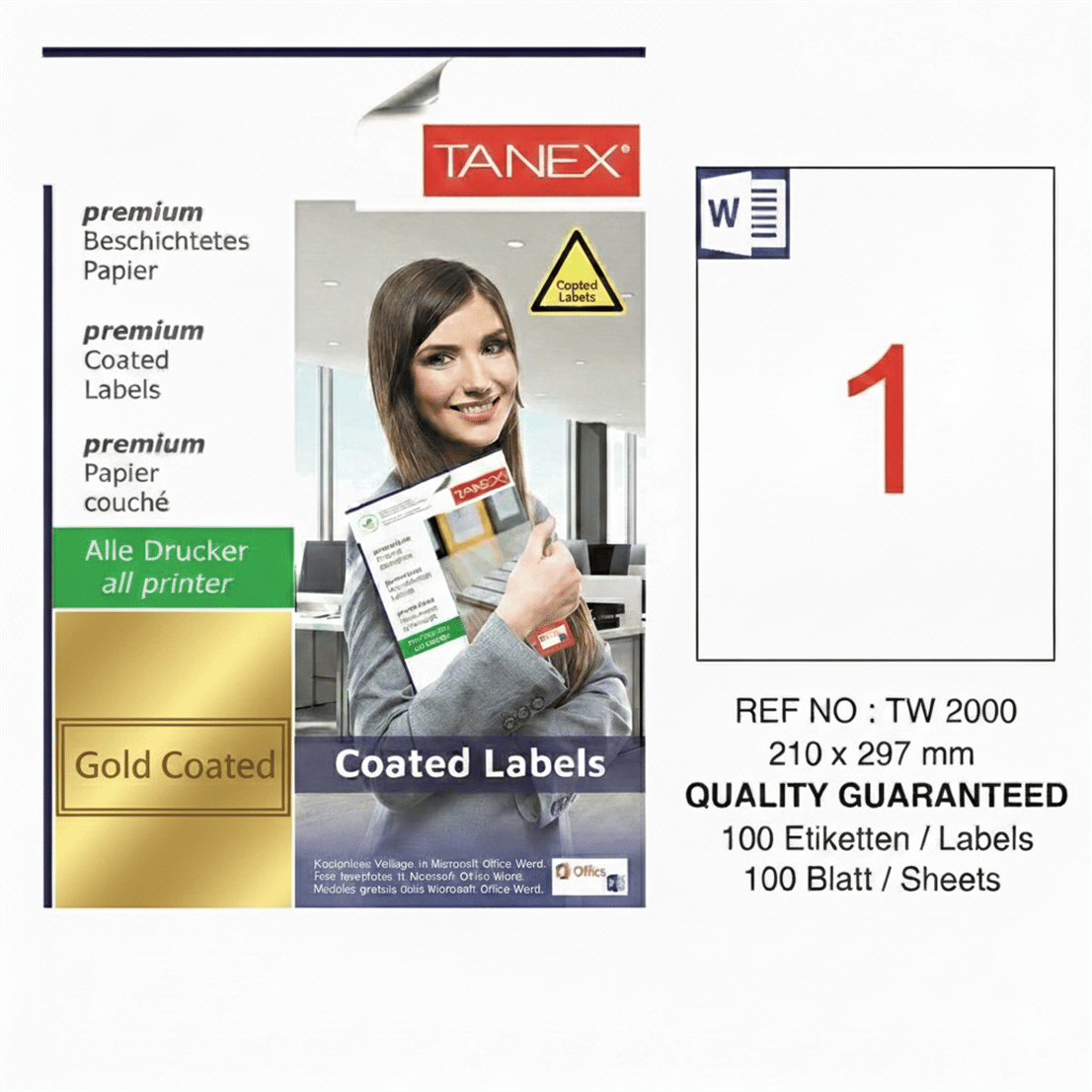 TW-2000 210x297 mm GOLD LASER ETİKET 