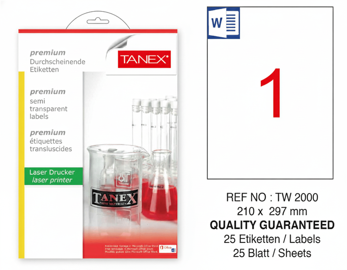 TW-2000 210x297 mm YARI SAYDAM LASER ETİKET 