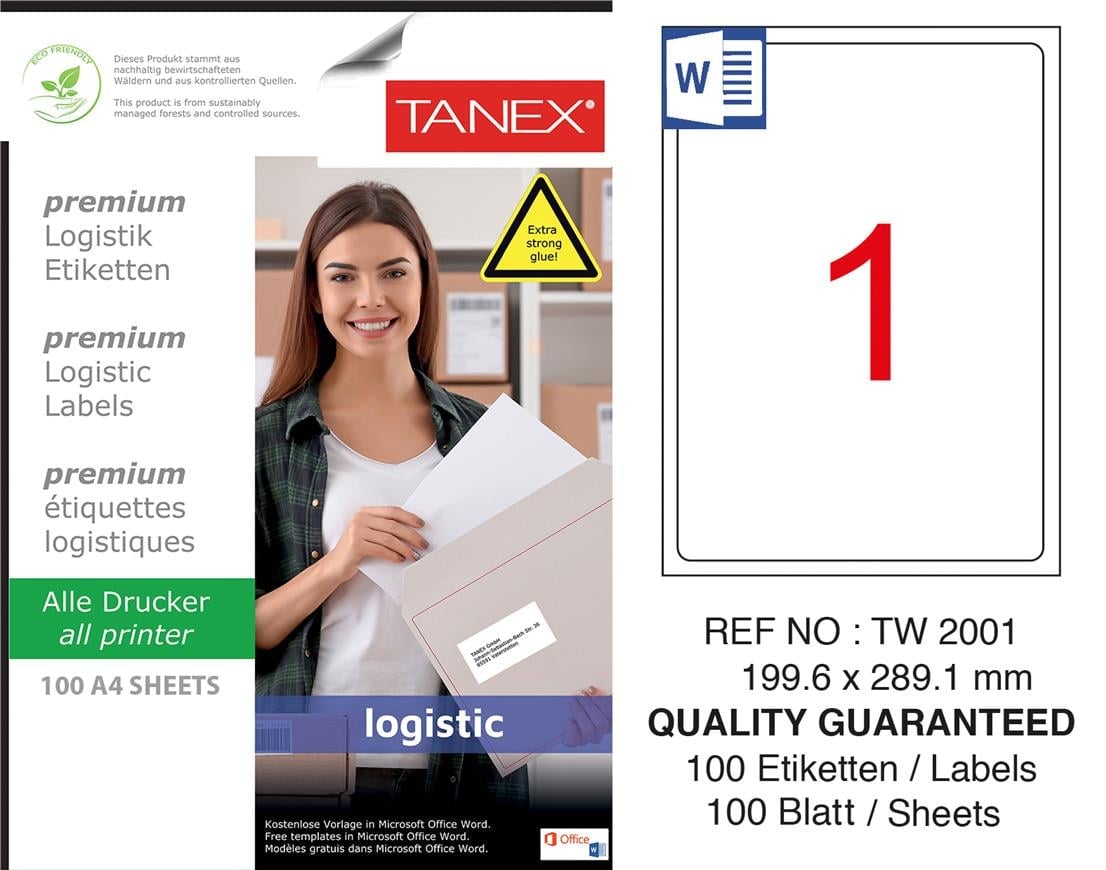 TW-2001 199,6x289,1 mm LOJİSKTİK ETİKET 