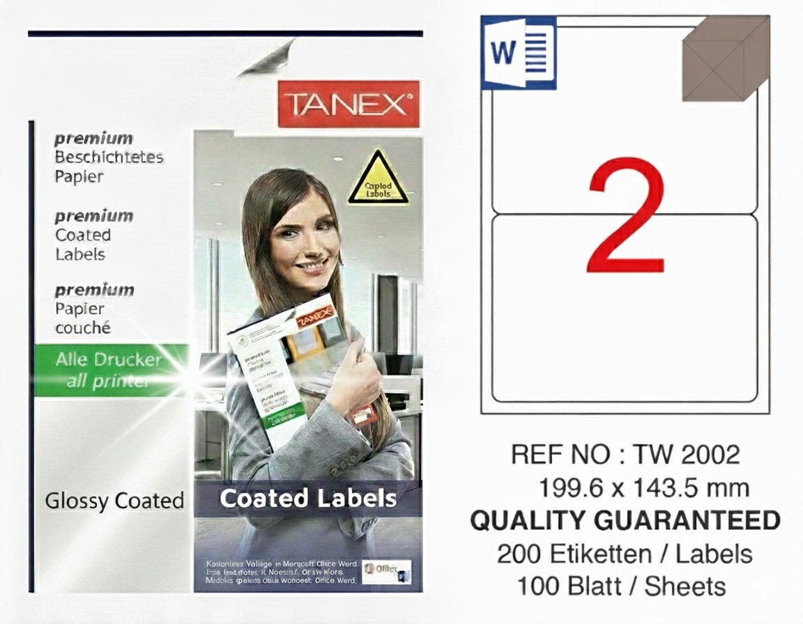 TW-2002 199,6x143,5 mm PARLAK LASER ETİKET 