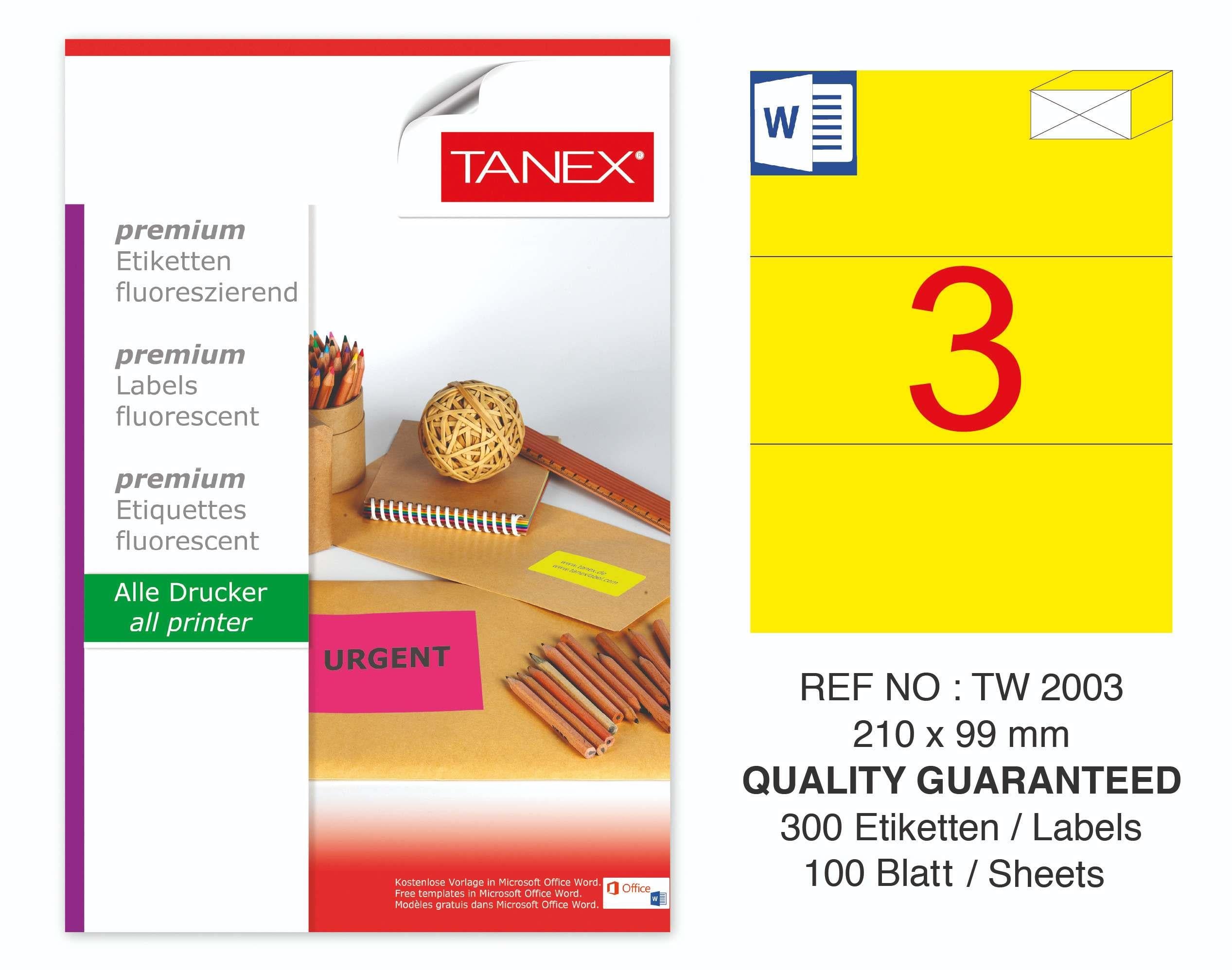 TW-2003 210x99 mm FLO SARI LASER ETİKET 