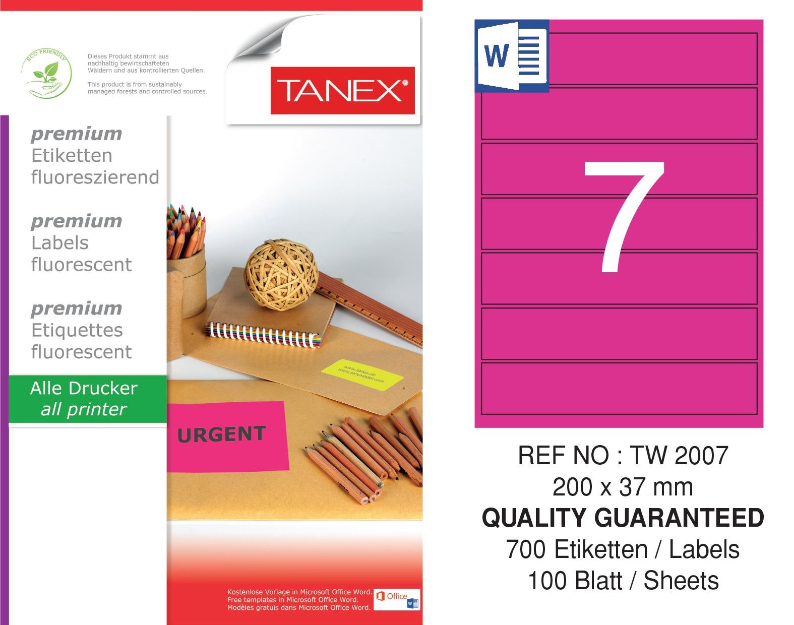 TW-2007 200x37 mm FLO PEMBE LASER ETİKET 