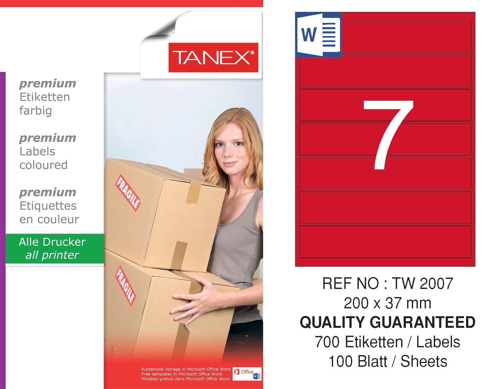 TW-2007 200x37 mm KIRMIZI LASER ETİKET 