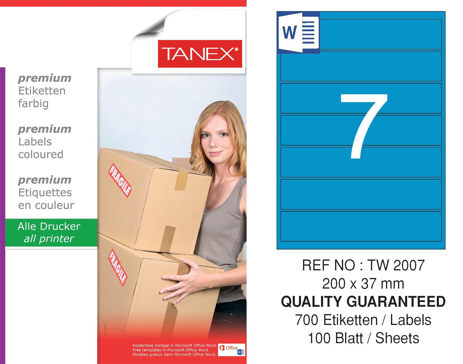 TW-2007 200x37 mm MAVİ LASER ETİKET 