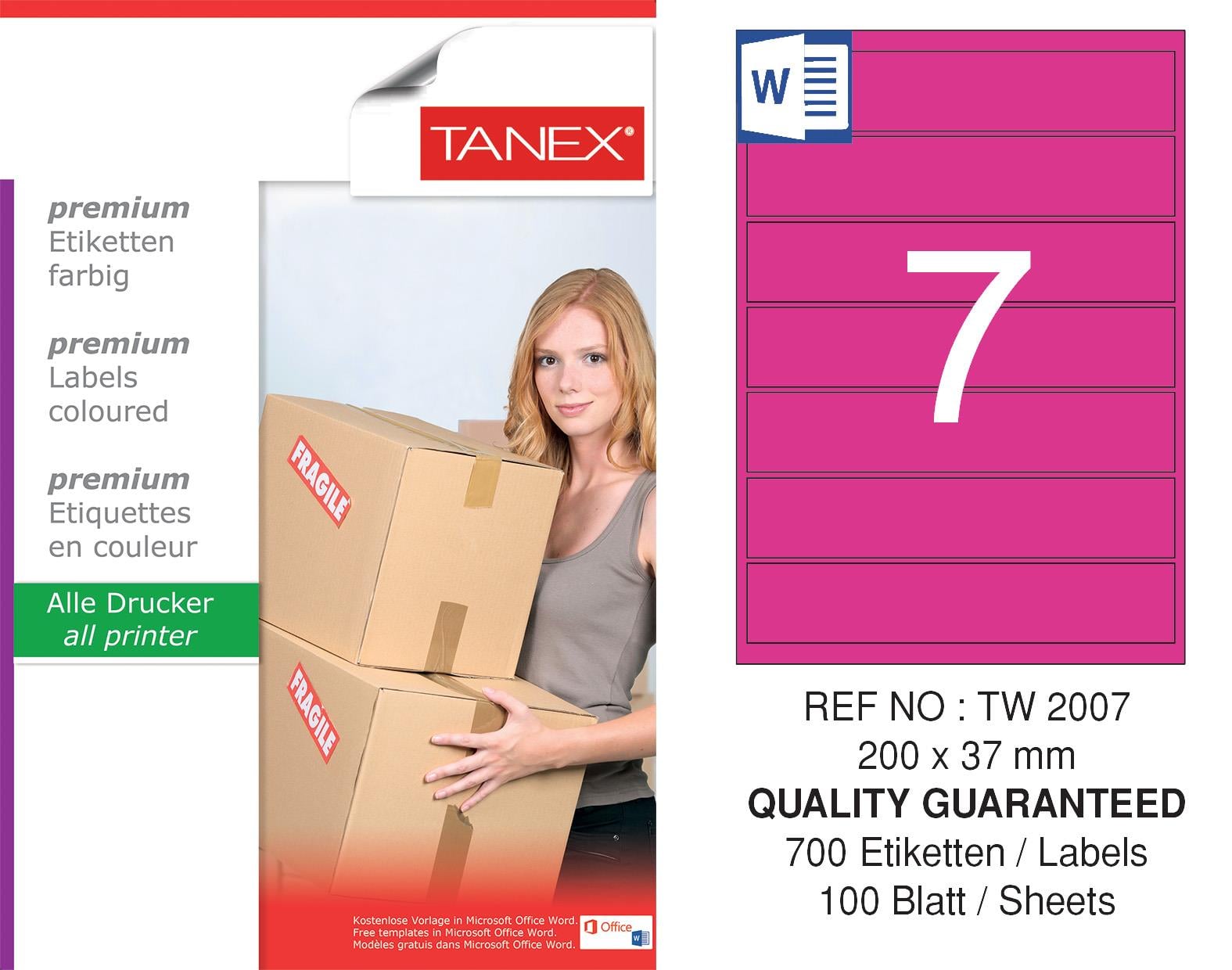 TW-2007 200x37 mm PEMBE LASER ETİKET 