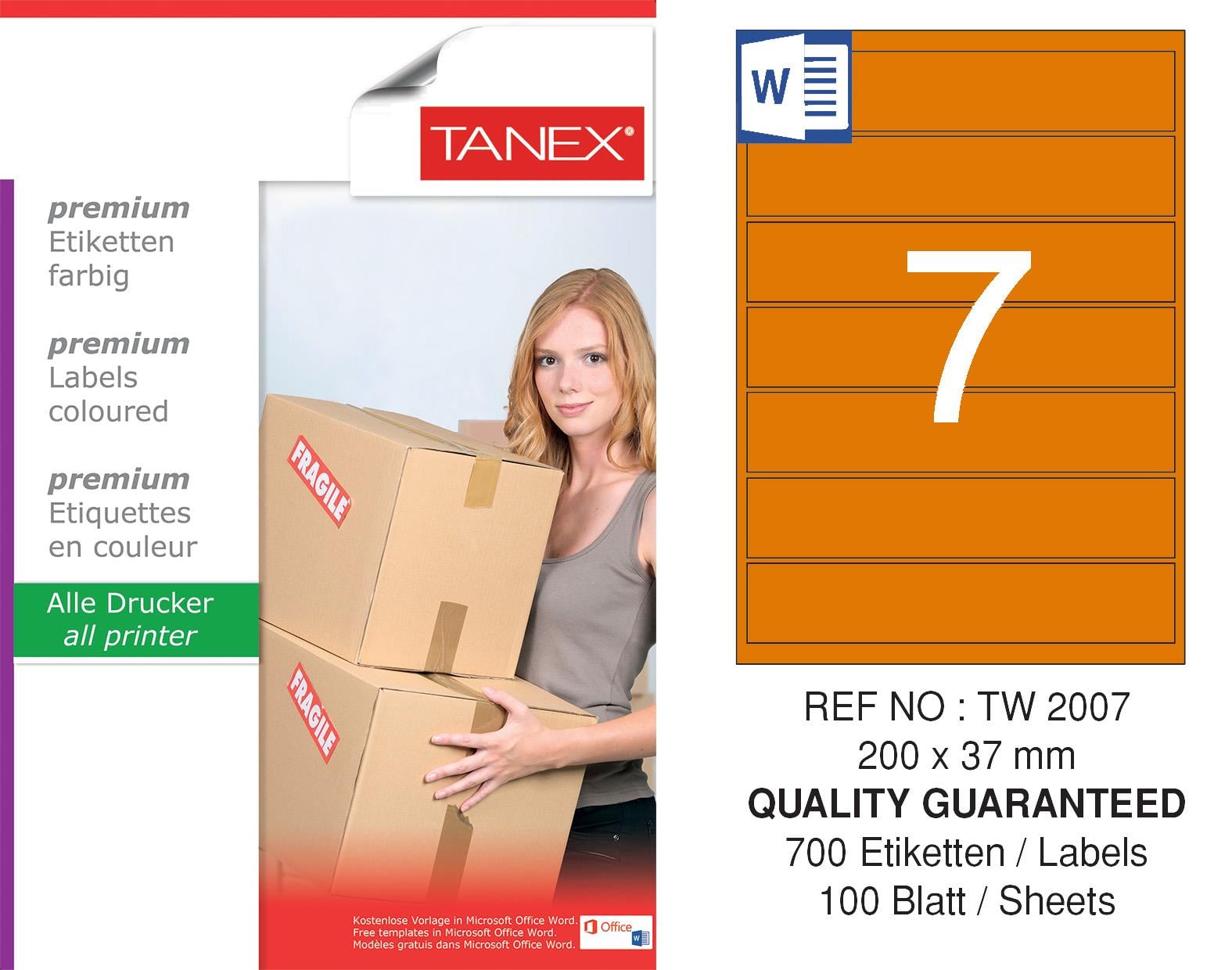 TW-2007 200x37 mm TURUNCU LASER ETİKET 