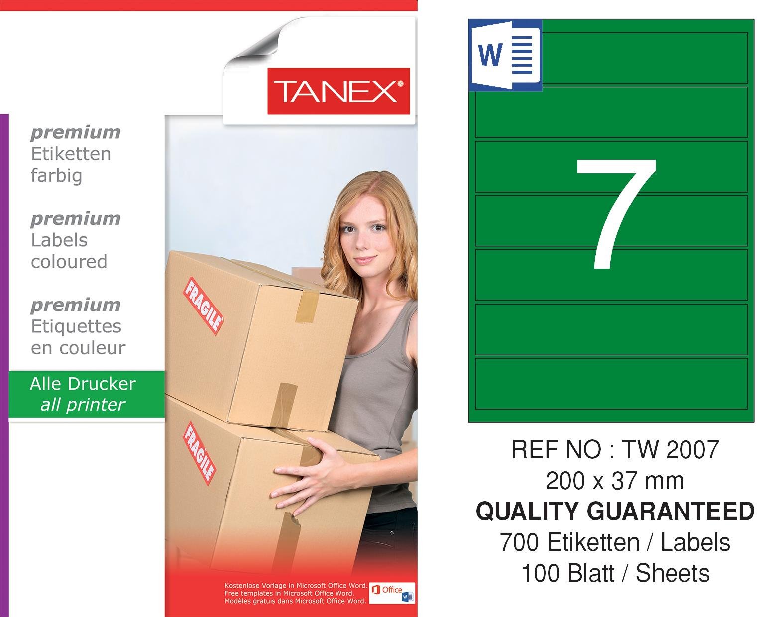 TW-2007 200x37 mm YEŞİL LASER ETİKET 