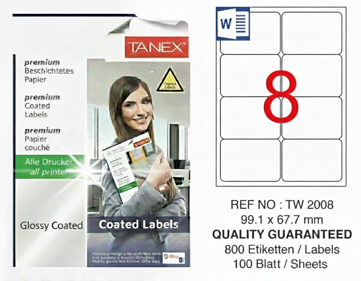 TW-2008 99,1x67,7 mm PARLAK LASER ETİKET 