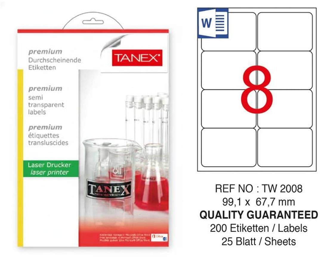 TW-2008 99,1x67,7 mm YARI SAYDAM LASER ETİKET 