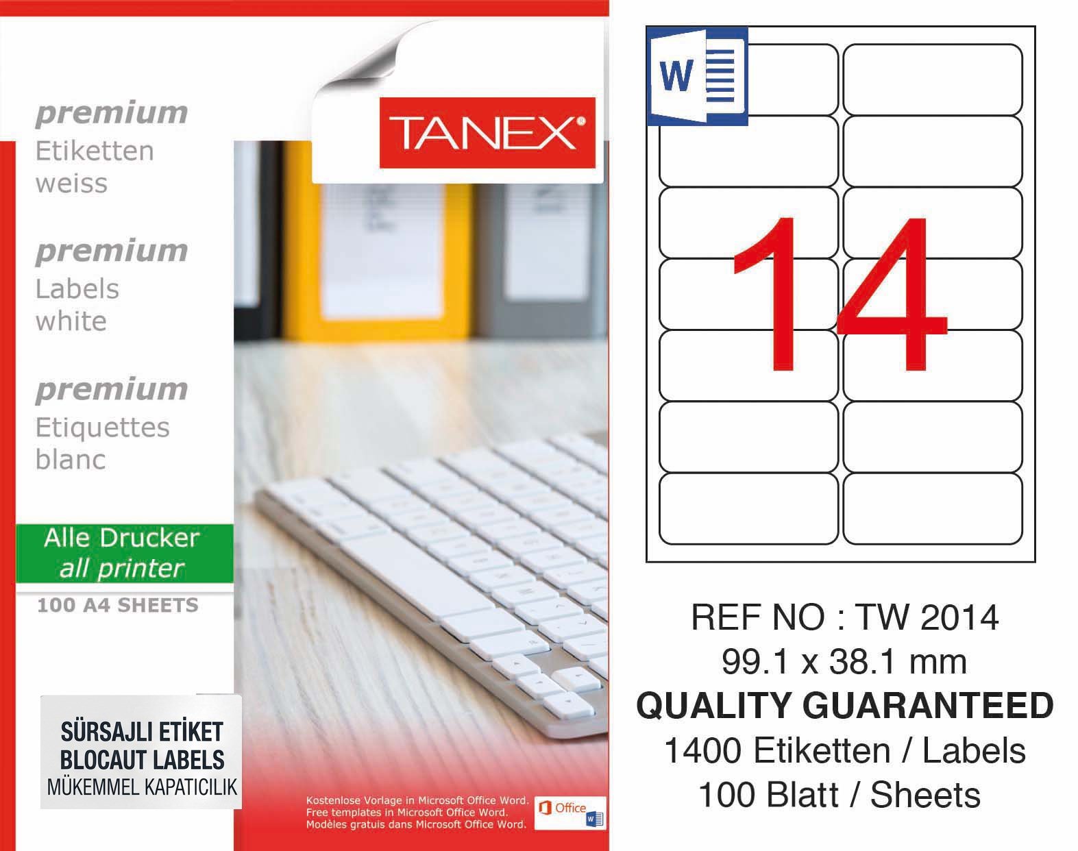 TW-2014 99,1x38,1 mm SÜRSAJLI LASER ETİKET 