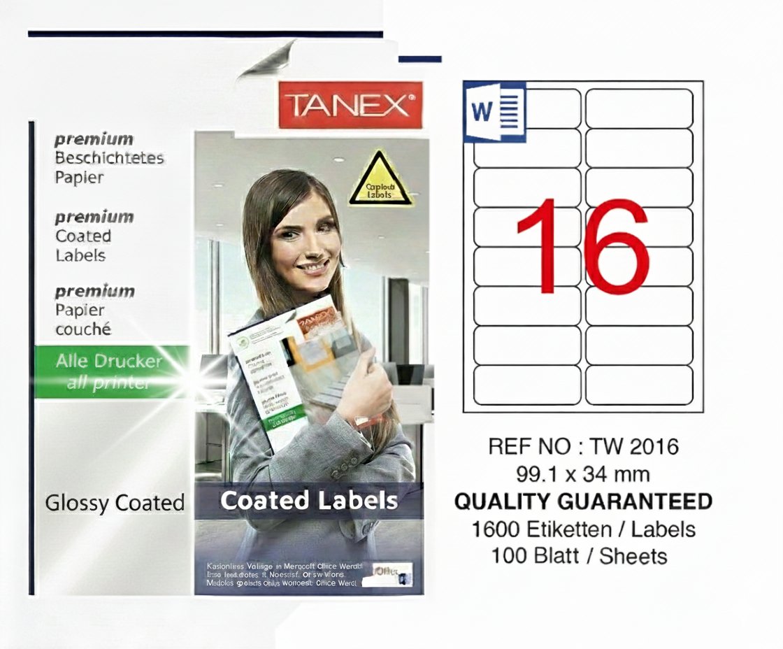 TW-2016 99,1x34 mm PARLAK LASER ETİKET 