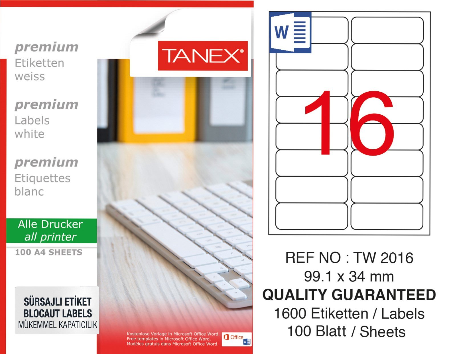 TW-2016 99,1x34 mm SÜRSAJLI LASER ETİKET 