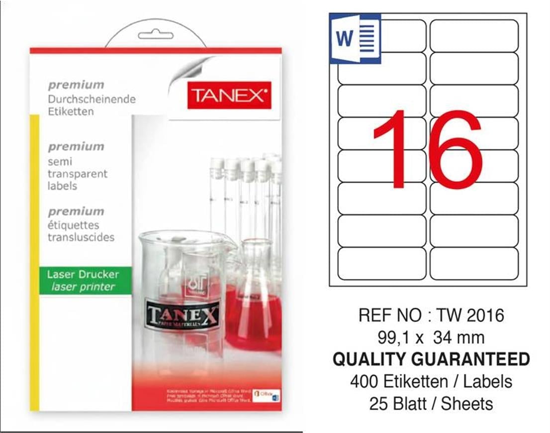 TW-2016 99,1x34 mm YARI SAYDAM LASER ETİKET 