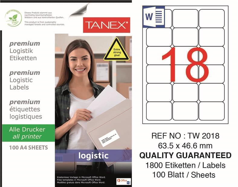 TW-2018 63,5x46,6 mm LOJİSTİK ETİKET 