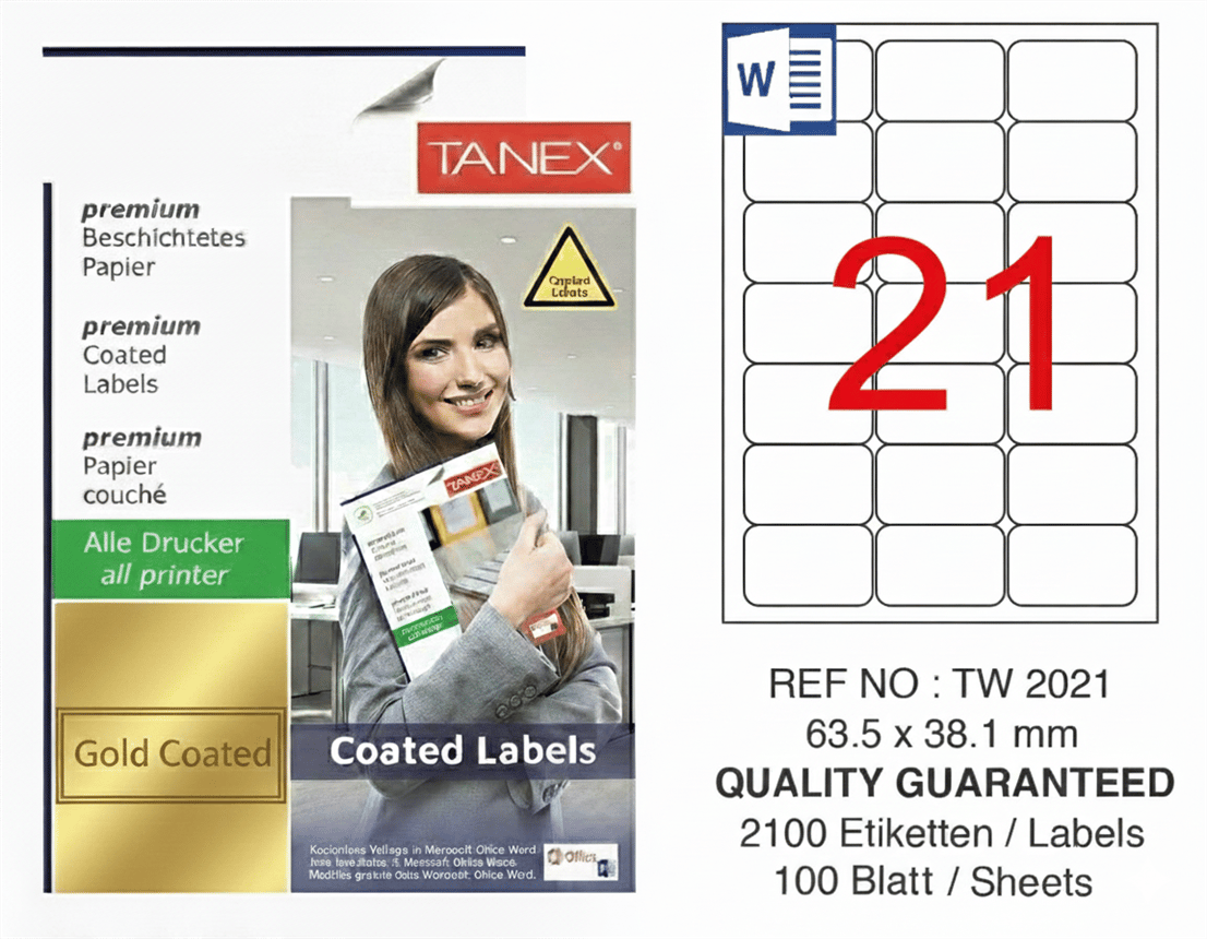 TW-2021 63,5x38,1 mm GOLD LASER ETİKET 
