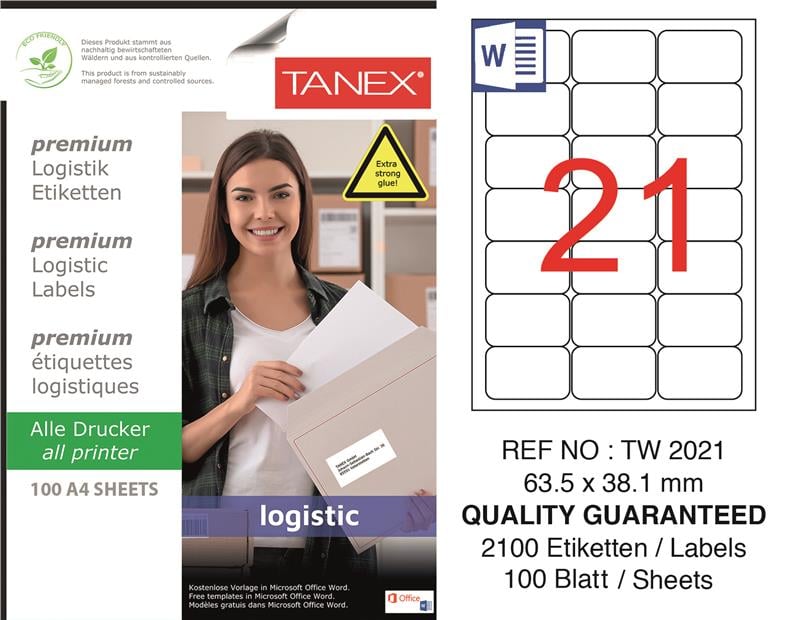 TW-2021 63,5x38,1 mm LOJİSTİK ETİKET 