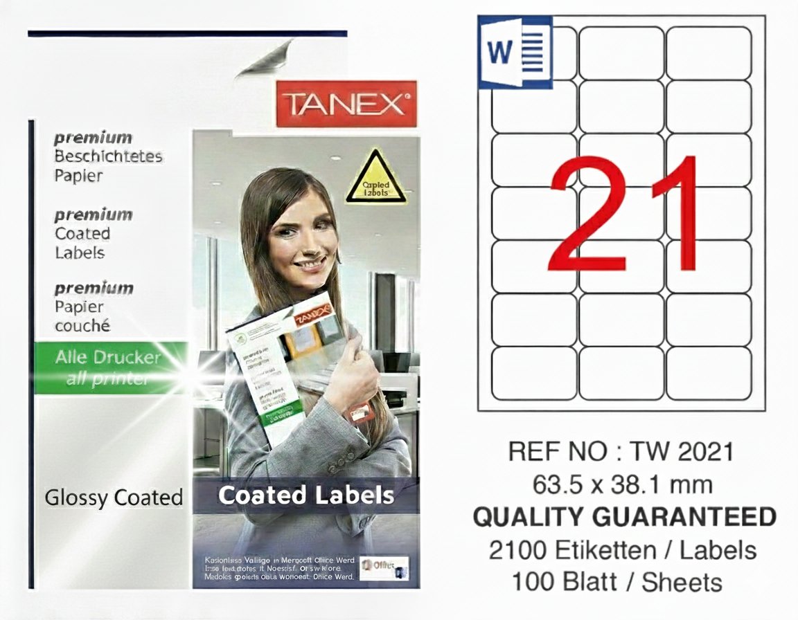 TW-2021 63,5x38,1 mm PARLAK LASER ETİKET 