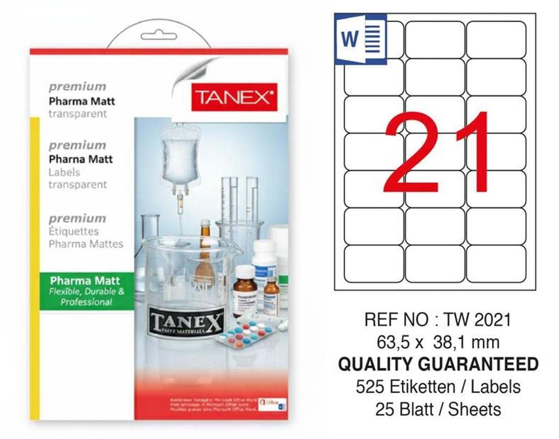 TW-2021 63,5x38,1 mm PHARMA MATT LASER ETİKET 
