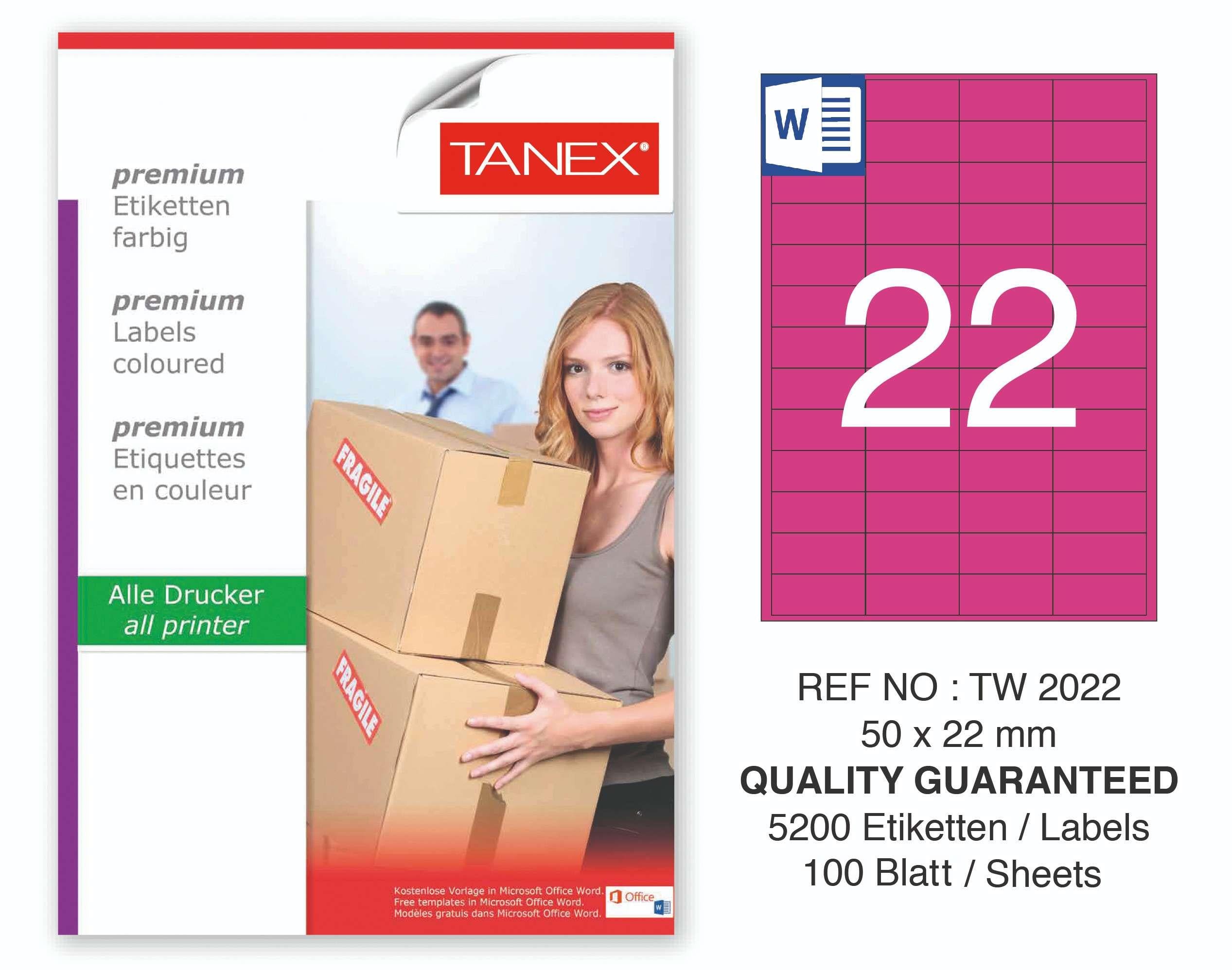 TW-2022 50x22 mm PEMBE LASER ETİKET 