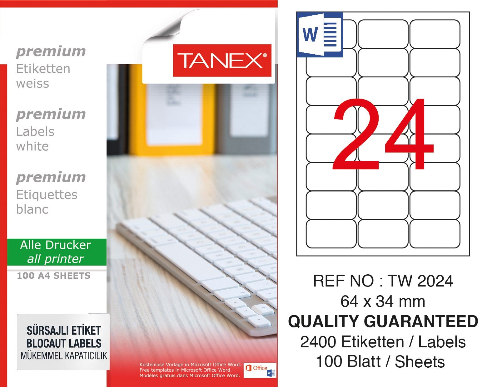 TW-2024 64x34 mm SÜRSAJLI LASER ETİKET 