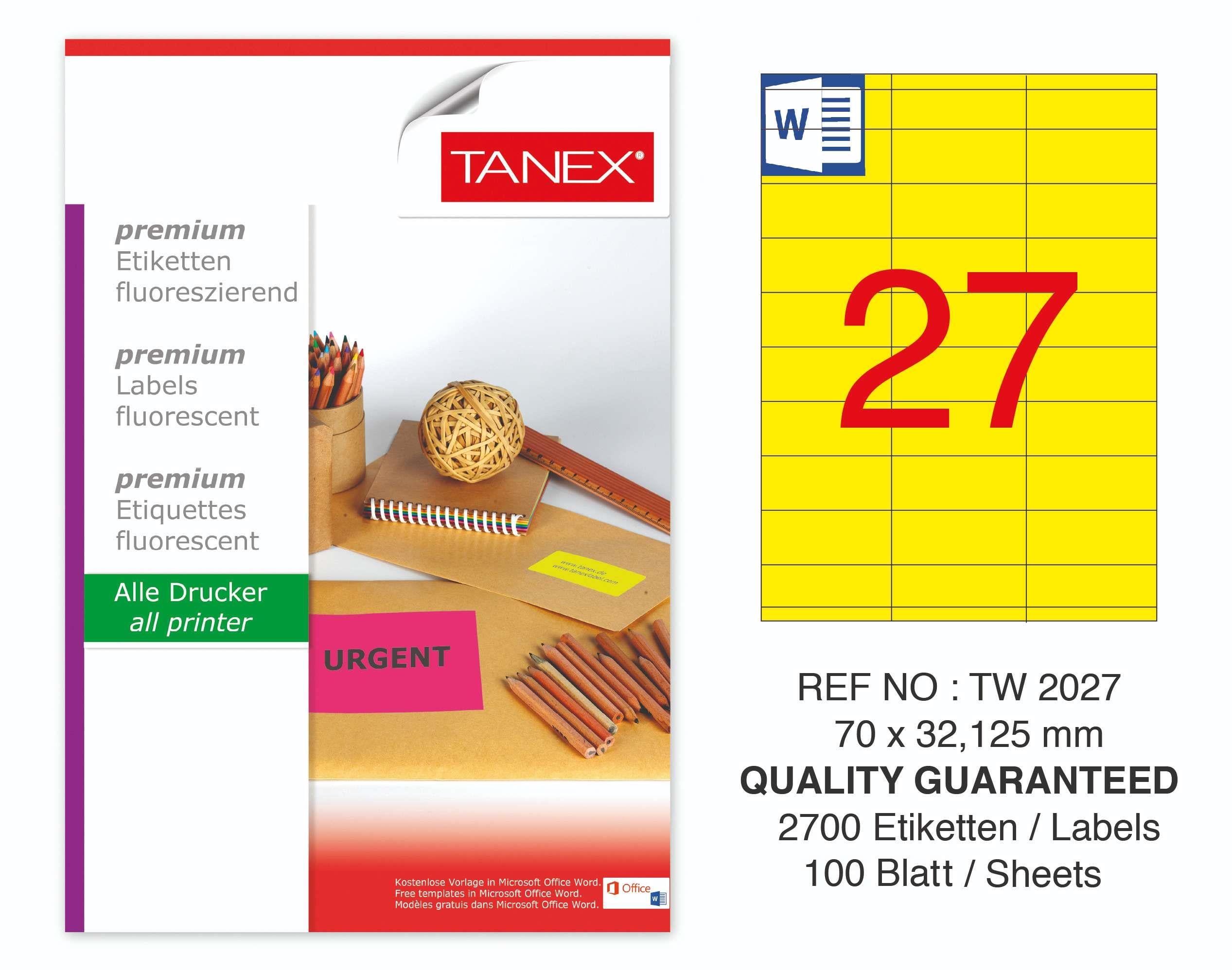 TW-2027 70x32,125 mm FLO SARI LASER ETİKET 