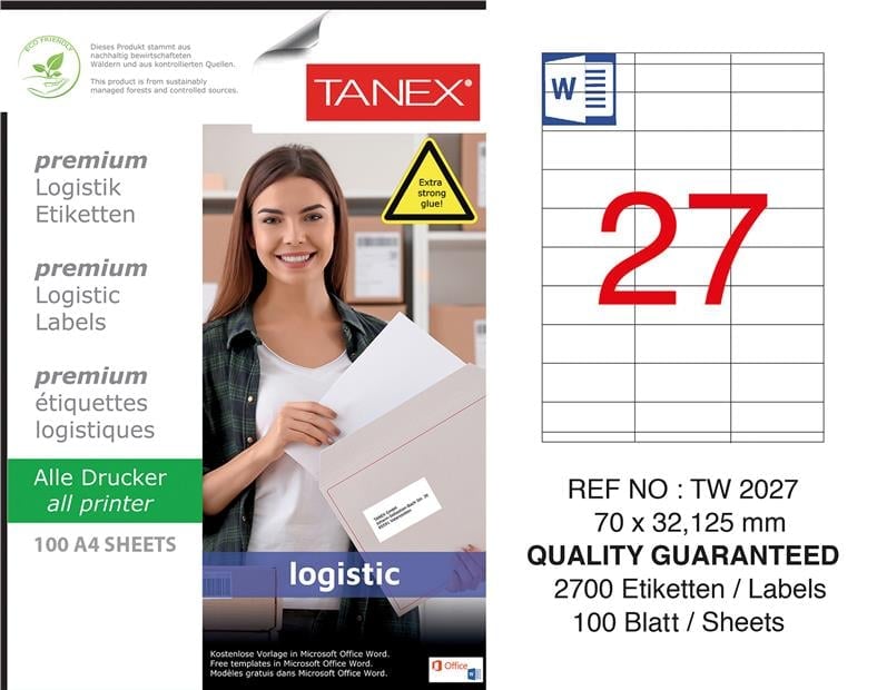 TW-2027 70x32,125 mm LOJİSTİK ETİKET 