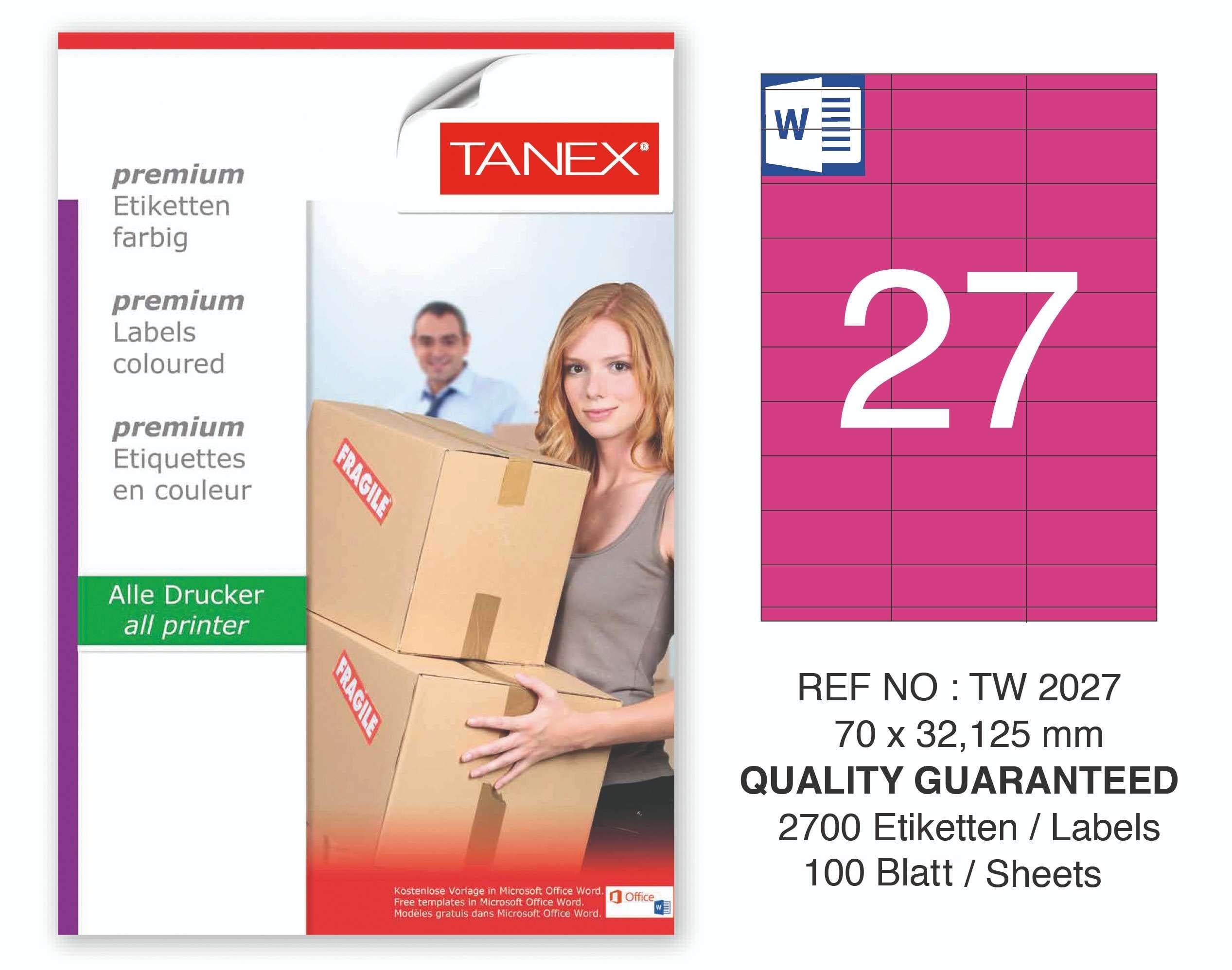 TW-2027 70x32,125 mm PEMBE LASER ETİKET 