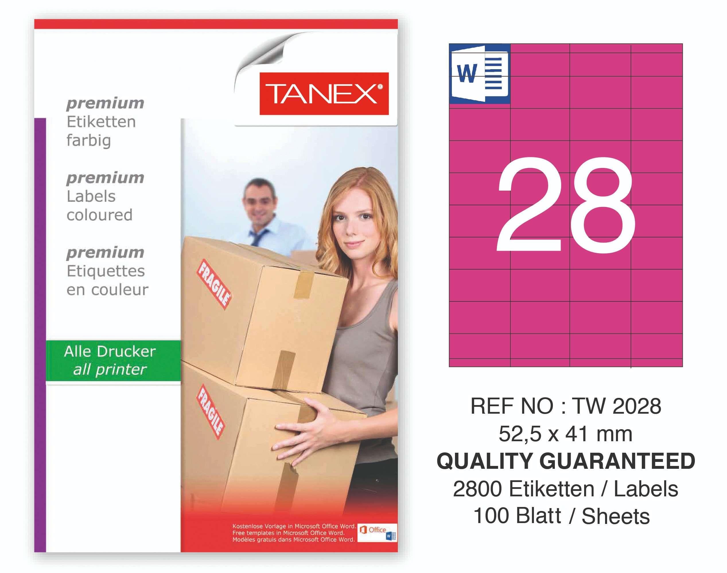 TW-2028 52,5x41 mm PEMBE LASER ETİKET 