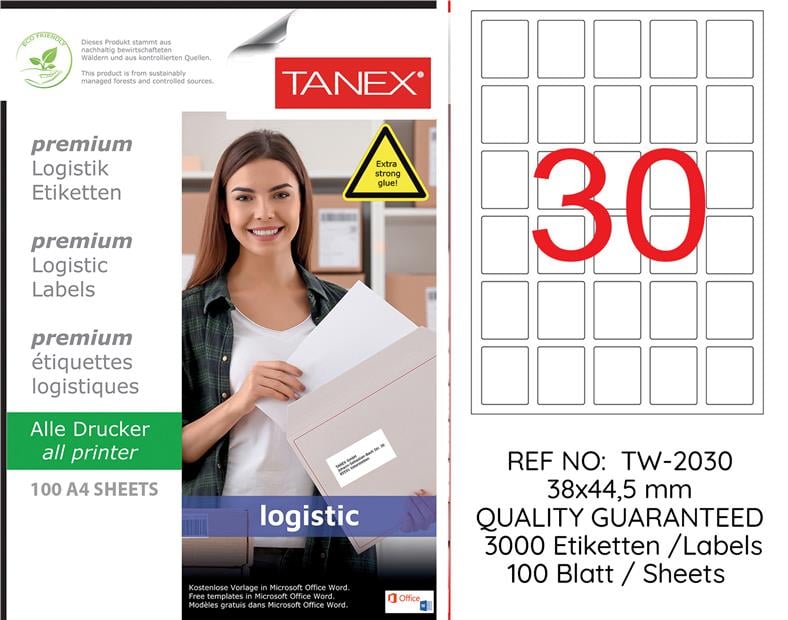 TW-2030 38x44,5 mm LOJİSTİK ETİKET 