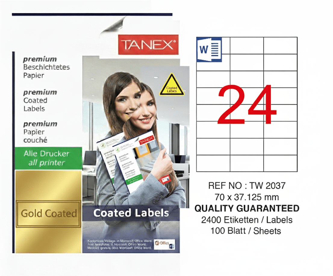 TW-2037 70x37,125 mm GOLD LASER ETİKET 