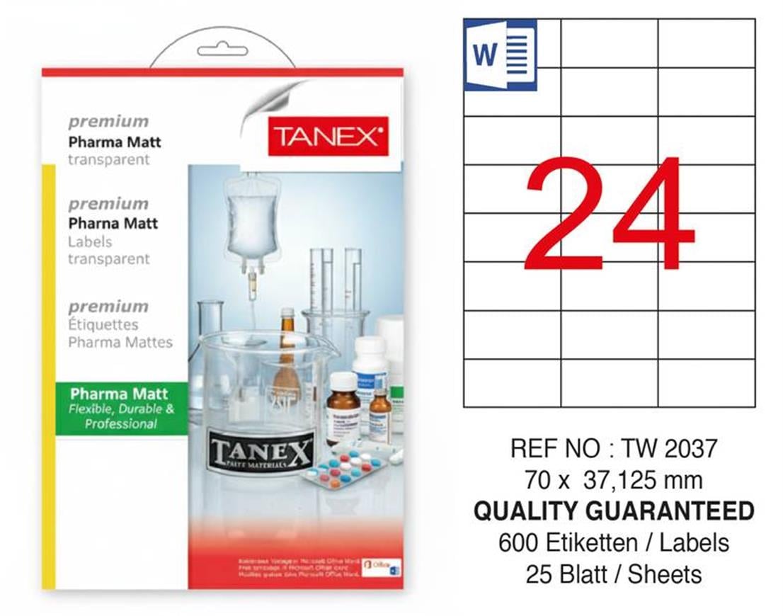 TW-2037 70x37,125 mm PHARMA MATT LASER ETİKET 