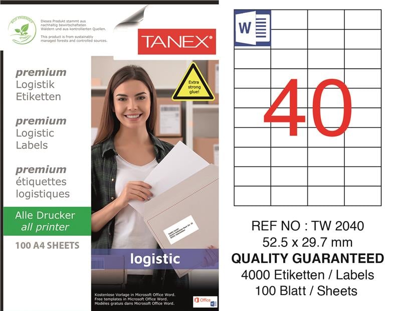 TW-2040 52,5x29,7 mm LOJİSTİK ETİKET 
