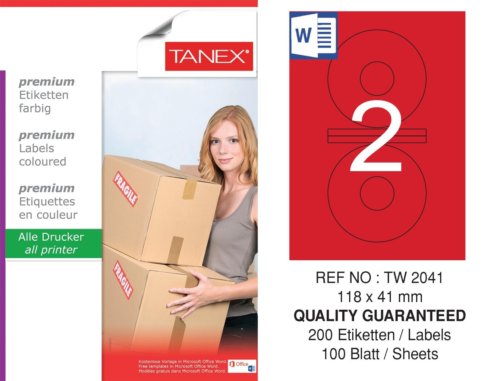 TW-2041 118x41 mm KIRMIZI LASER ETİKET 
