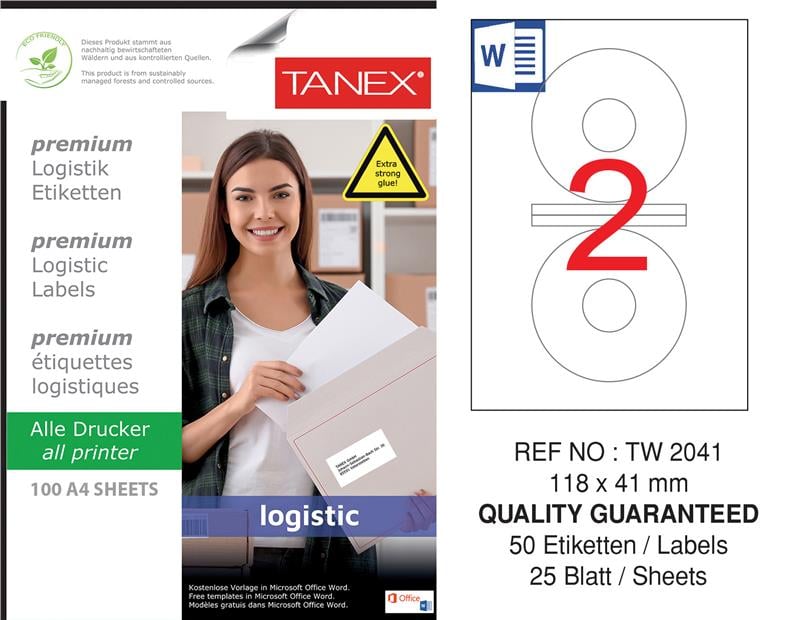 TW-2041 118x41 mm LOJİSTİK ETİKET 