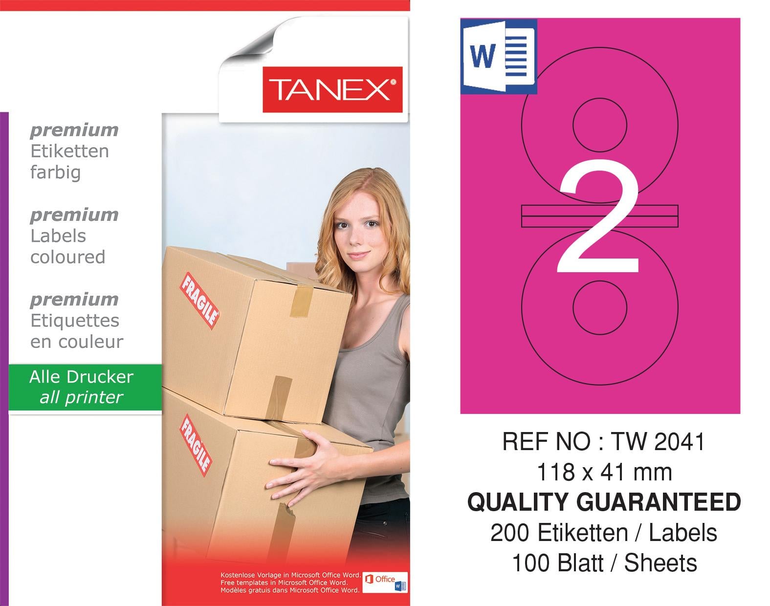 TW-2041 118x41 mm PEMBE LASER ETİKET 